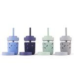 Elk and Friends Kids & Toddler Cups | The Original Glass Mason Jars 8 oz with Silicone Sleeves & Silicone Straws with Stoppers | Smoothie Cups | Spill Proof Sippy Cups for Toddlers