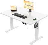 Flamaker Electric Standing Desk 120x80cm,72-118cm Height Adjustable Desk with Cable Managemnt Tray, Sit Stand Memorry Office Desk with Headphone Hook, White