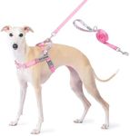 Wuffley Dog Harness and Lead Set, No Pull Harness for Dogs, Anti Pull Harness with Handle and 2 Patches, Reflective Lightweight Pet Harness for Outdoor Training Walking and Running (Pink, M)