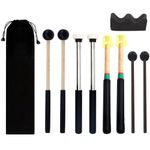 Jiayouy 4Pair Steel Tongue Drum Mallets with Bracket and Storage Bag,3 Pair Rubber Head Percussion Sticks,1 Pair Felt Head Drum Stick,Drum Hammer for Ethereal Drum Xylophone Woodblock Glockenspiel