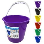 Colour Coded Plastic Bucket with Handle, 2 Gallon (10L) Household Heavy Duty Bucket with Spout and Easy-Grip Handle, Multipurpose Water Bucket for Cleaning, Bath, and Gardening (Purple)