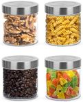 County Line Kitchen Glass Food Storage Jar w/Screw-On Stainless Steel Airtight Lid - Empty Storage Container for Kitchen Pantry - Ideal for Pasta, Coffee Beans, Spices, Nuts, Flour - 27 oz, 4 Pack