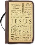 Names of Jesus Bible Cover, Zippered, with Handle, Canvas, Brown, Large