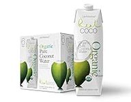 Real Coco Organic Pure Coconut Water (6-Pack 1L), USDA Organic, No Added Sugar, Plant Based, Packed with Electrolytes, Vegan