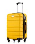 COOLIFE 20 Inch Carry On Suitcase for EasyJet, ABS+PC, Hardshell, Lightweight Durable Travel Cabin Luggage with 360°Rubber Spinner Wheels, YKK Zipper, Telescopic Handle, TSA Lock, Lemon Yellow