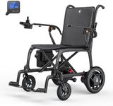 22lbs Lightest Folding Electric Wheelchair with Rear Control, 100% Carbon Fiber, Portable Electric Wheelchair for Adults, Lightweight Power Wheelchair with LED Light, Airline Approved for Travel