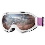 OutdoorMaster OTG Ski Goggles - Over Glasses Ski/Snowboard Goggles for Men, Women & Youth - 100% UV Protection (Rose Red Silver VLT12%)