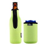 Beer Bottle Sleeve Insulators 12oz 330ml Standard Beer Bottle Cooler Covers Zip-up Bottle Jacket 12OZ Standard Can Sleeves Coolie Neoprene Insulator (Neon Green)