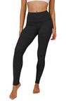 Reflex 90 Degree By High Waisted Tummy Control Squat Proof 4-Way-Stretch Workout Leggings, Black, XL