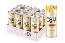 Acti-Vit Sparkling Flavoured Vitamin Water Cans with B Vitamins B5, B6, B9, B12, Vitamin C, Vitamin D, Zinc & Magnesium Zero Sugar 12x 330ml Tropical Flavour