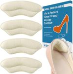 Heel Grips Liner Cushions Inserts for Loose Shoes, 4 Pairs Heel Pads Snugs for Shoe Women Men That Are Too Big Filler Prevent Slipping, Blisters Beige