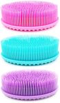 3 Pieces Exfoliating Silicone Body Scrubber, Bagvhandbagro Soft Silicone Loofah Body Scrubber Brush Bath Shower Scrubber for Kids Women Men Skin Exfoliation Massage