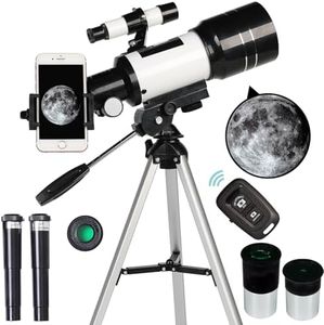 Telescope for Adults & Kids, 70mm Aperture Refractor (15X-150X) Portable Travel Telescope with Phone Adapter & Wireless Remote, Astronomy Beginners Gifts, Black