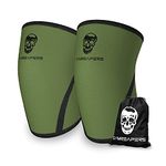 Gymreapers Knee Sleeves (Pair w/Bag) - Knee Compression Sleeve Support for Squats, Weightlifting, and Powerlifting 7MM Neoprene Sleeves - 1 Year Warranty (Military Green/Black, X-Large)