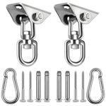 2 Pack Hammock Hanging Kit, 1200 Lbs Capacity Heavy Duty 360 ° Rotating Hammock Hook Suitable for Hanging Hammock Chair, Aerial Yoga, Boxing Sandbags, Swings, Etc(Silvery)