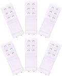 Akstore 6 Pieces Women's Soft Comfortable Elastic Bra Extenders Bra Extension Strap 2 Hook 3 Row Lady's Bra Extender Bra Band, White, One Size