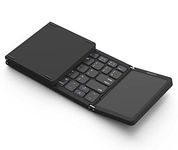 Erkovia Foldable Bluetooth Keyboard, Tri- Foldable Portable Wireless Keyboard with Touchpad, USB-C Rechargeable for iOS, Android, Windows System Laptop Tablet Smartphone Device (Not Full Size)