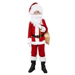 ELFJOY Children's Santa Suit Kids Christmas Halloween Costume Cosplay Set of 11 Pcs, Red, X-Small