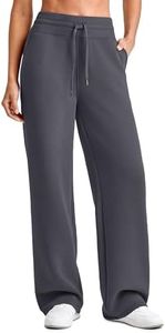 G4Free Women Trousers Pants for Women Wide Leg Sweatpants Casual Drawstring Mid Waisted Yoga Travel Pants(Deep Grey,S,Petite)