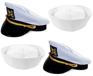 Funny Party Hats Adult Captain's Yacht Hat and White Cotton Sailor Hat - Nautical Party Hats - Sailor Dress Up Hats