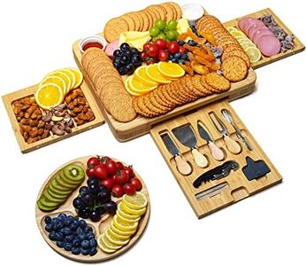 HEITICUP Large Charcuterie Boards and Knife Set, Bamboo Cheese Board Unique, House Warming Gifts, Wedding Registry Items Birthday Gifts for Women