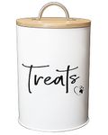 Simply Unleashed White Dog and Cat Treat Container with Easy to Open Bamboo Lid, 12 cups/ 98 oz.