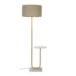 MiniSun Large Brushed Gold Curved Stem Marble Floor Lamp Coffee Table Living Room Lounge Standing Light - Beige/Gold Shade