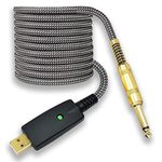 Mugteeve Guitar to USB Instrument Recording Cable, 10 Feet 1/4" TS Male to USB Guitar Cable, Nylon Braided, Gold Plated Plug, Noise Free, Plug and Play Connection, for Electric Guitar Bass Recording