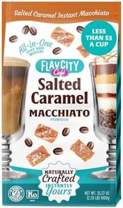 FlavCity Café Salted Caramel Macchiato - Flavored Instant Coffee Powder Mix with Grass-Fed Whole Milk - Instant Latte Made from Real Ingredients - All In One, Just Add Water (20 Servings)
