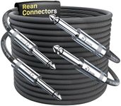 Guitar Cable 20 ft 2 Pack, Professional Rean Connectors from Neutrik, Kevlar-Reinforced Nylon Braided Instrument Cable, 1/4 Inch Electric Guitar Cable, Bass Guitar AMP Cord, 20 AWG, OFC