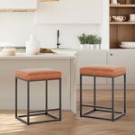 PHI VILLA Brown Bar Stools Set of 2-24 inch Counter Stools for Kitchen Island, Counter Height Bar stools