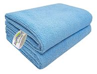 SOFTSPUN Microfiber Cleaning Cloths, 2pcs 40x40cms 340GSM Sky Blue! Highly Absorbent, Lint and Streak Free, Multi -Purpose Wash Cloth for Kitchen, Car, Window, Stainless Steel, silverware.