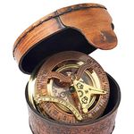 Brass Nautical - Sextant Brass Navigation Instrument Sextante Navegacion Marine Sextant in Hardwood Gift Box (3 inches, Matte Brass)