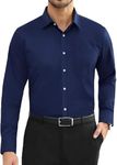 CB-COLEBROOK Men's Cotton Casual Classic Design Button Up Shirt with Chest Pocket, Male Clothes for Spring and Fall Business Occasion (in, Alpha, 2XL, Regular, Navy Blue)