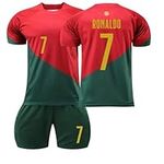 Youth Kids Soccer Jersey Boys Jersey Kit Football Suit Soccer Jersey Shorts Set Fans Gift Tshirt (Red, 11-12 Years)