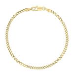 KRKC&CO Men’s Bracelets, Flat-Cut Cuban Link Bracelet 14K Gold Plated Stainless Steel 3mm, Anti-Tarnish Nickel-Free, Thin Gold Hand Bracelet for Men(3mm-14K Gold Plated, 8)