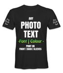 Personalised T-Shirt Photo Text Logo Name Short Sleeve Unisex Men Women Tees - Black - M - Your Own Design and Text