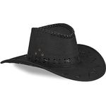 HMILYDYK Cowboy Hat Suede Cowboy Hat Wide Brim Western Cowboy Hats Authentic Gunslinger Hat Felt Cowboy Hat for Men Women Black