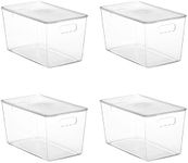 Vtopmart 4 Pack Clear Stackable Storage Bins with Lids,XLarge Plastic Containers with Handle for Pantry Organizer and Storage,Perfect for Kitchen,Fridge,Cabinet, Closet,Bathroom Organization