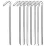 VVOKGO Galvanized Steel Pegs 9 Inch 8 Pack Tent Stakes Heavy Duty Garden Stakes for Inflatables, Outdoor Camping Tent Pegs Stakes for Outdoor Decorations Tarp,Soil Patio, Canopies