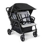 Foundations Gaggle Odyssey 4 Seat Quad Stroller with UV-Protecting Stroller Canopy and Bench Seats, 5 Point Harness for Added Safety, Foot Brake, Shock Absorbing All Terrain Tubeless Wheels (Gray/Black)