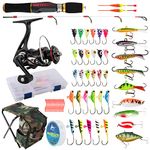 Dr.Fish 40-Pieces Ice Fishing Rod Reel Combo Complete Kits with Backpack Seat Box Ice Jig Rap Shad Spoon Catch Ready