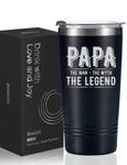 Onebttl Papa Gifts Tumbler from Granddaughters and Grandsons for Christmas Birthday Father's Day, Stainless Steel Cup with Lid, 20oz/590ml - The Man The Myth The Legend