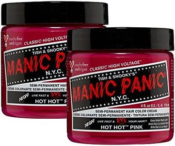 MANIC PANIC Hot Hot Pink Hair Dye – Classic High Voltage - (2PK) Semi Permanent Hair Color - Medium Pink - Glows in Blacklight – For Dark & Light Hair - Vegan, PPD & Ammonia Free - For Coloring Hair