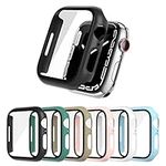 DULIPING 6-Pack Screen Protector for Apple Watch SE/Seires 6 5 4 40mm, Hard PC Case with Tempered Glass All-Around Bumper Cover Compatible with iWatch Series SE/6/5/4 40mm Accessories