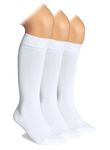 HUGH UGOLI Knee High Socks for Kids Girls Boys & Toddlers, Solid Color Long School Uniform Socks, Soft Breathable & Comfortable Bamboo Socks 3-14 Years Old | 3 Pairs | White | 7-8 Years