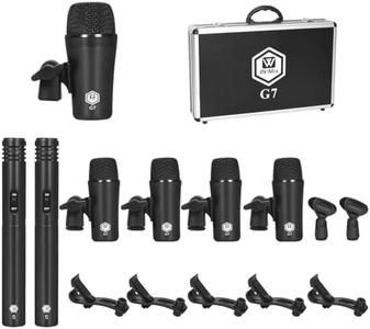 W IN-MIX G7 7-Piece Wired Dynamic Drum Mic Kit (Whole Metal)- Kick Bass, Tom/Snare & Cymbals Microphone Use for Drums, Vocal, Other Instrument Complete with Thread Clip, Mics Holder