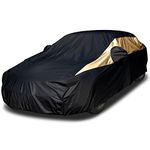 Titan Jet Black Poly 210T Car Cover for Sedans 472-513 cm. Waterproof, UV Protection, Scratch Resistant, Driver-Side Zippered Opening. Fits Camry, Accord and More.