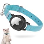 AirTag Cat Collar, Integrated Apple Air Tag Cat Collar,Soft GPS Cat Collars with AirTag Holder and Bell,Lightweight Tracker Cat Collars for Cats, Kittens and Puppies(Blue,XS)