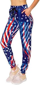 ALWAYS Women's American Flag Jogger Pants - Skinny Fit Premium Soft Lightweight Stretch Pockets Sweatpants USA 1759 2XL